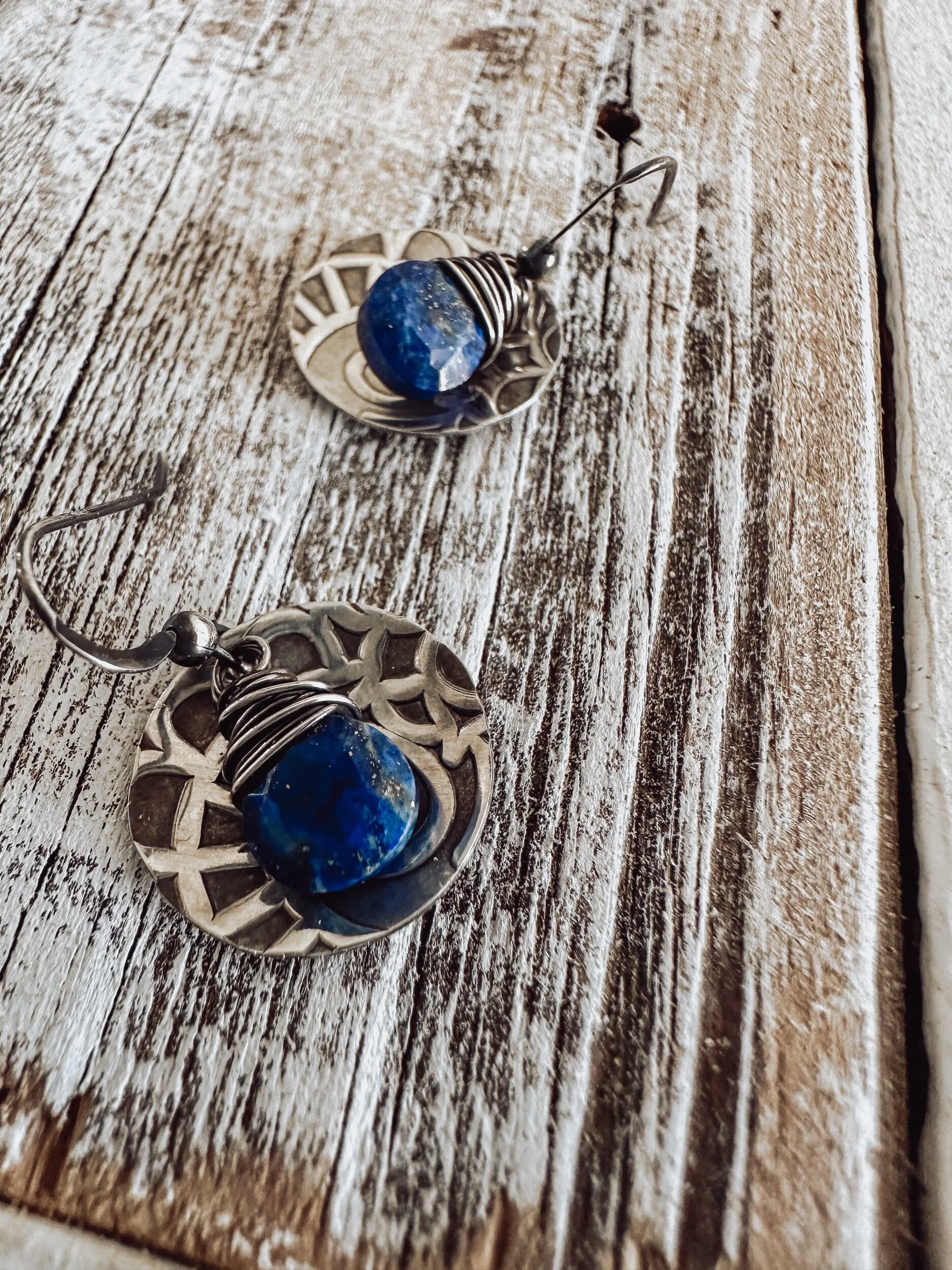 small disc gemstone earrings