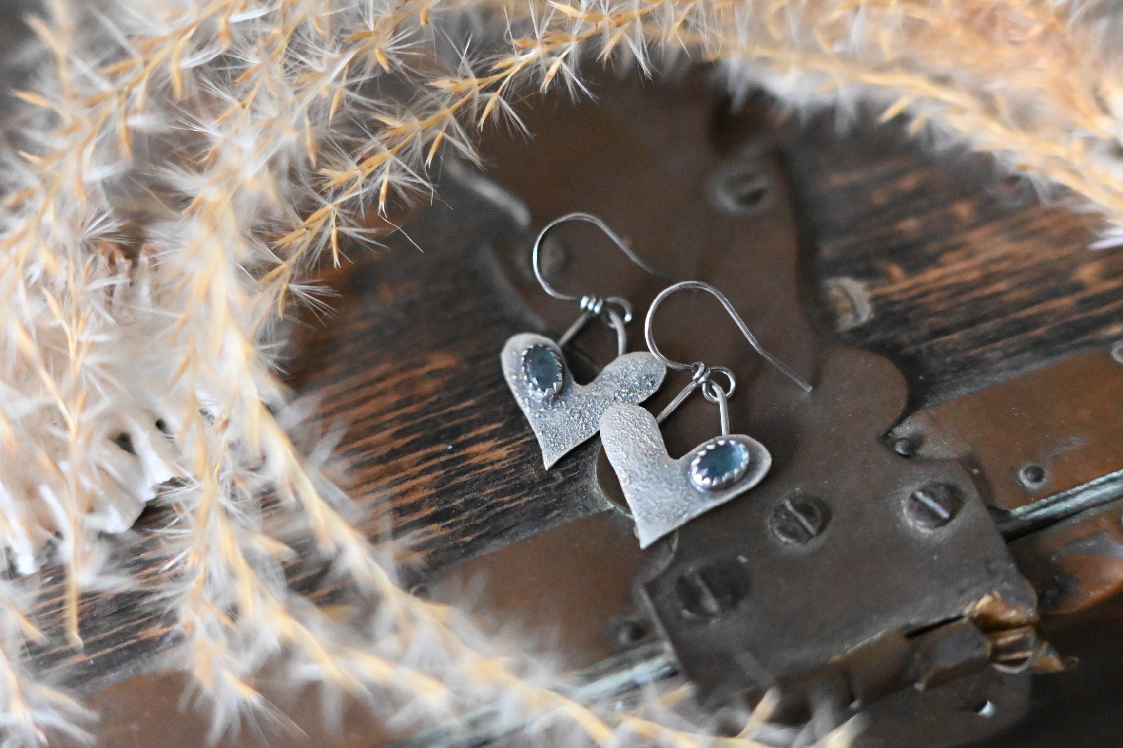 bezel set rustic gemstone earrings