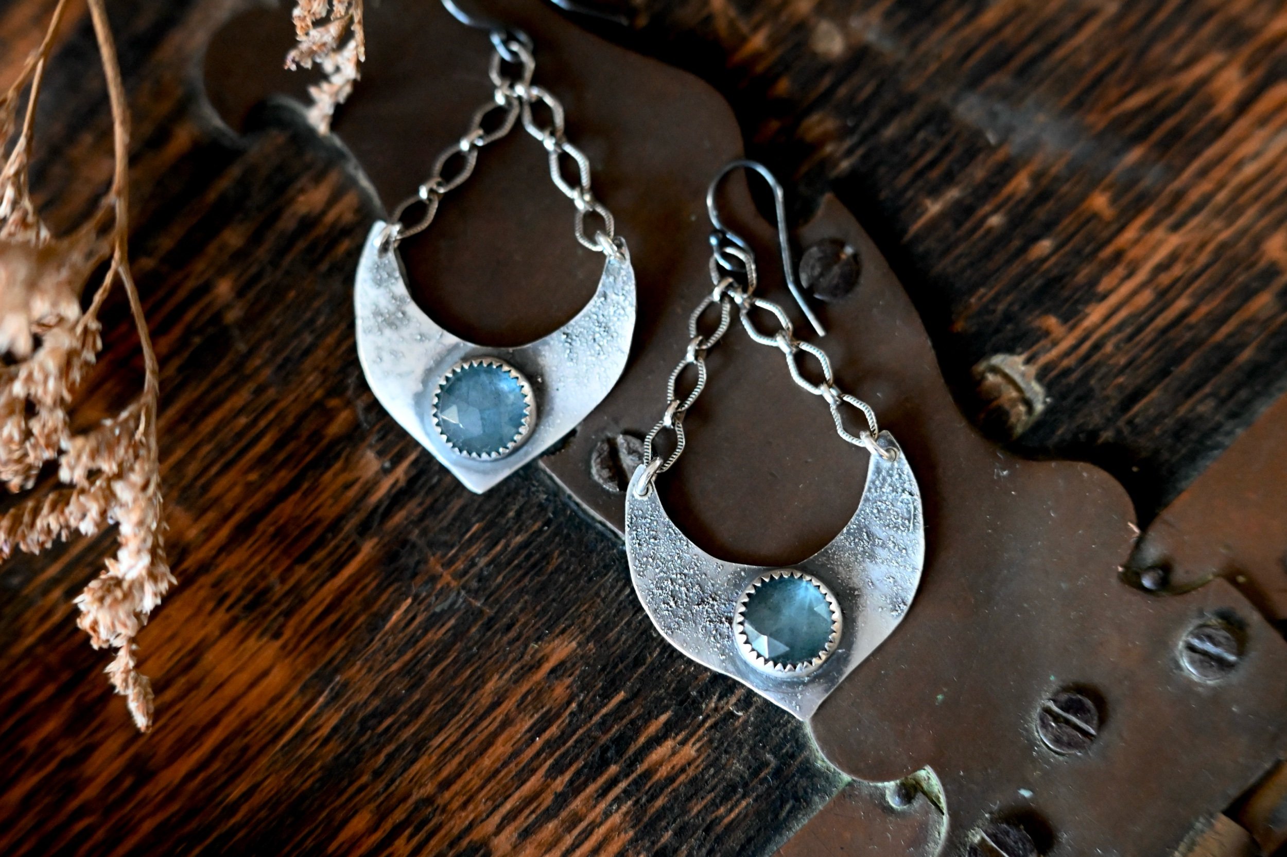 recycled silver metalwork earrings