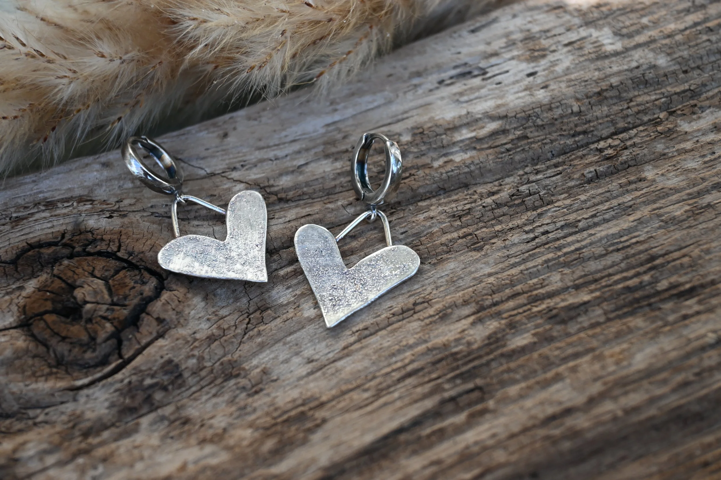 rustic heart earrings