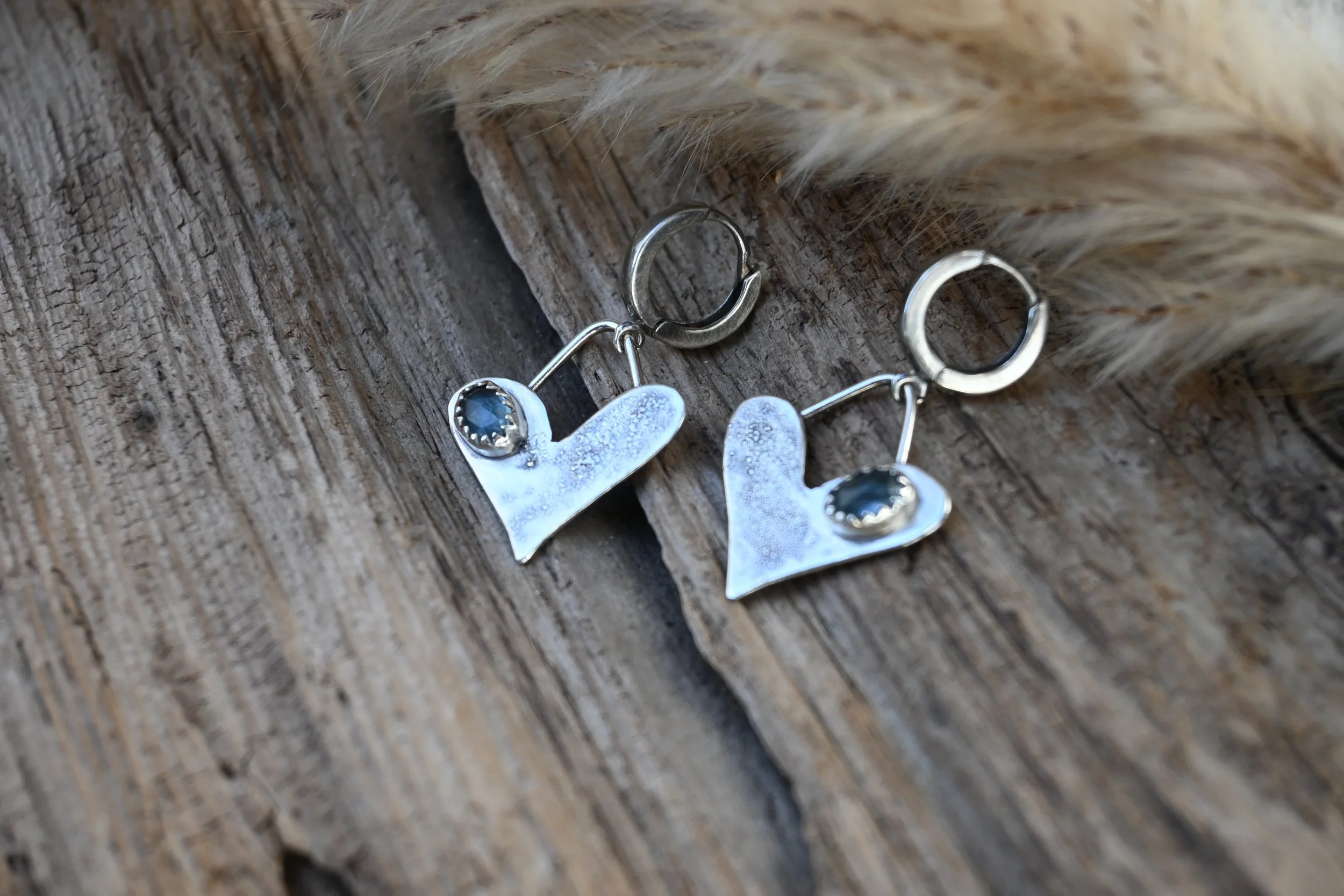 aquamarine gemstone heart earrings