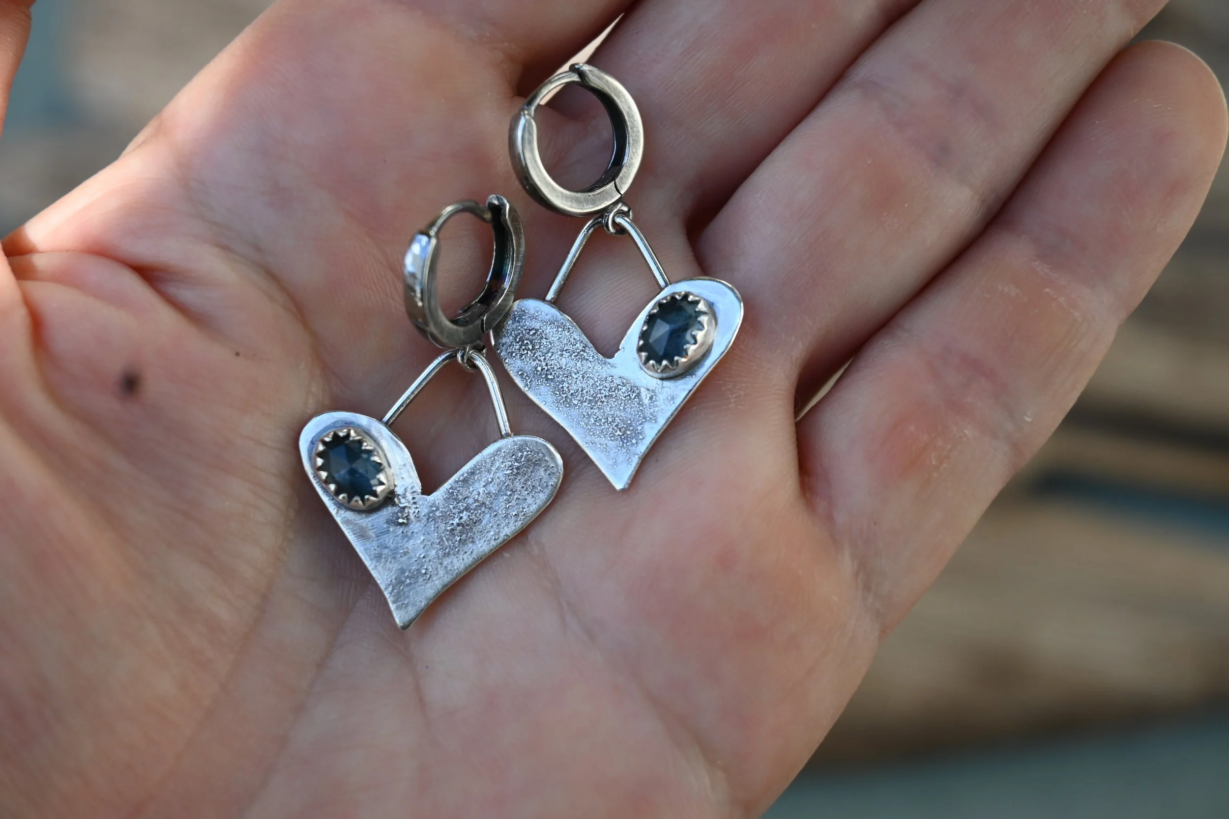 sterling silver heart earrings