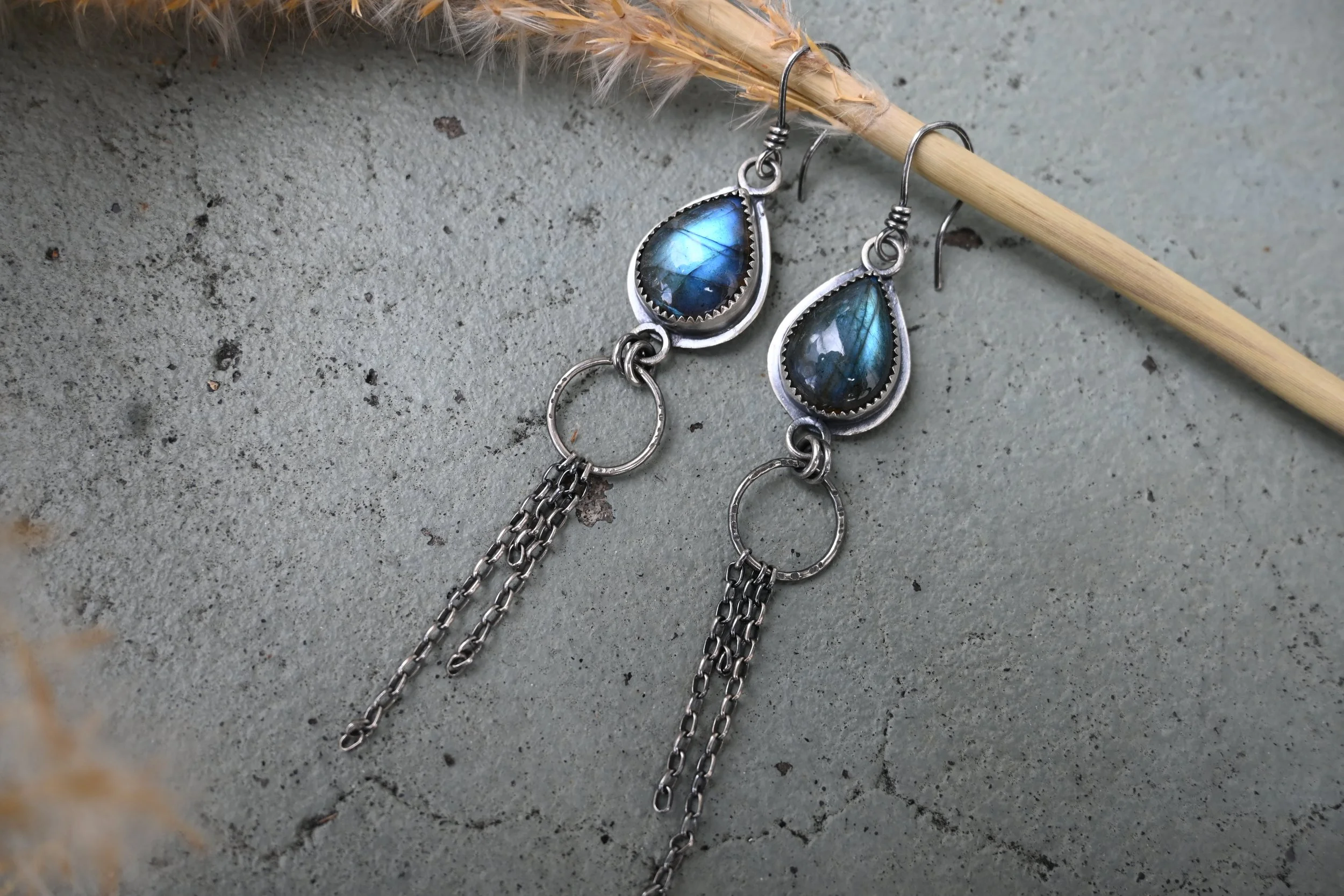 moonstone bezel set earrings