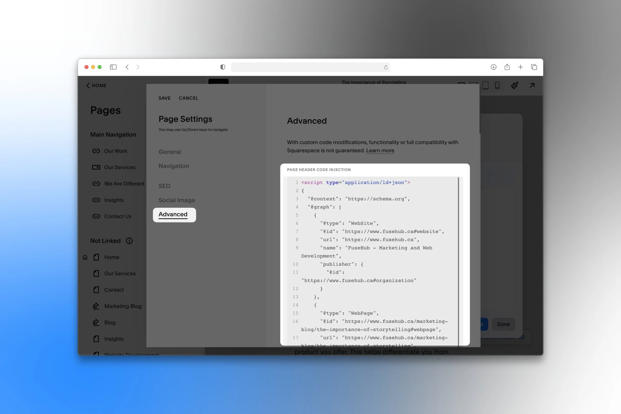 Add JSON-LD to Page Code Injection (Copy)