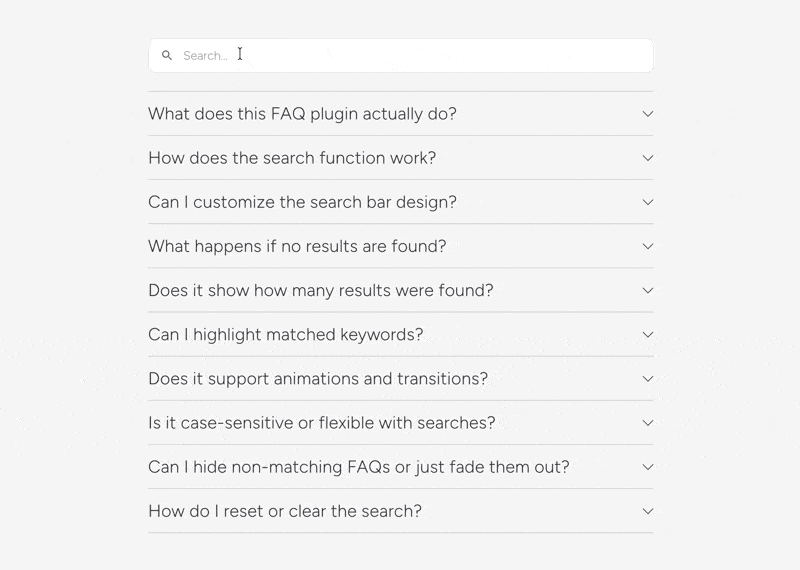 Accordion/FAQ Search Box