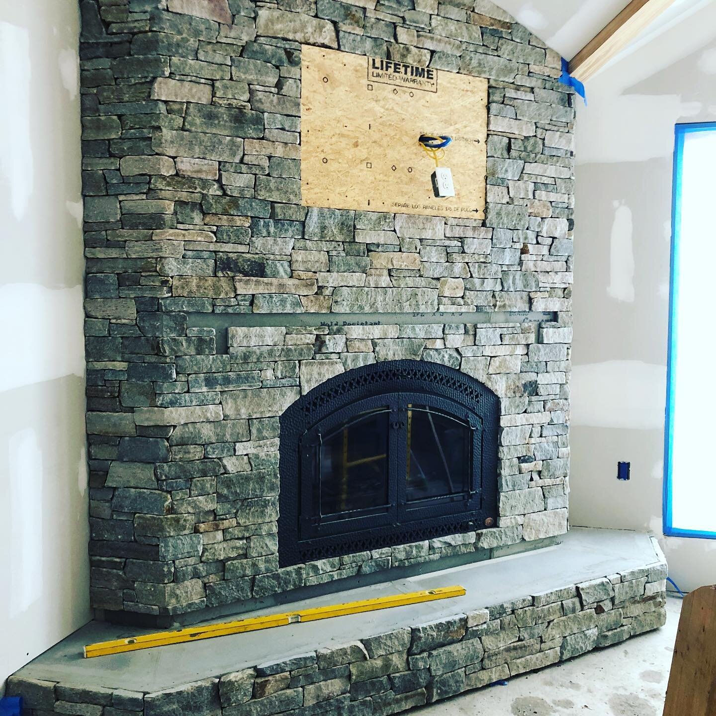 Nothing says VT like a big ole stone fireplace.  Also getting it ready for some a big flat screen as well.  #stonefireplaces #fireplacesofinstagram