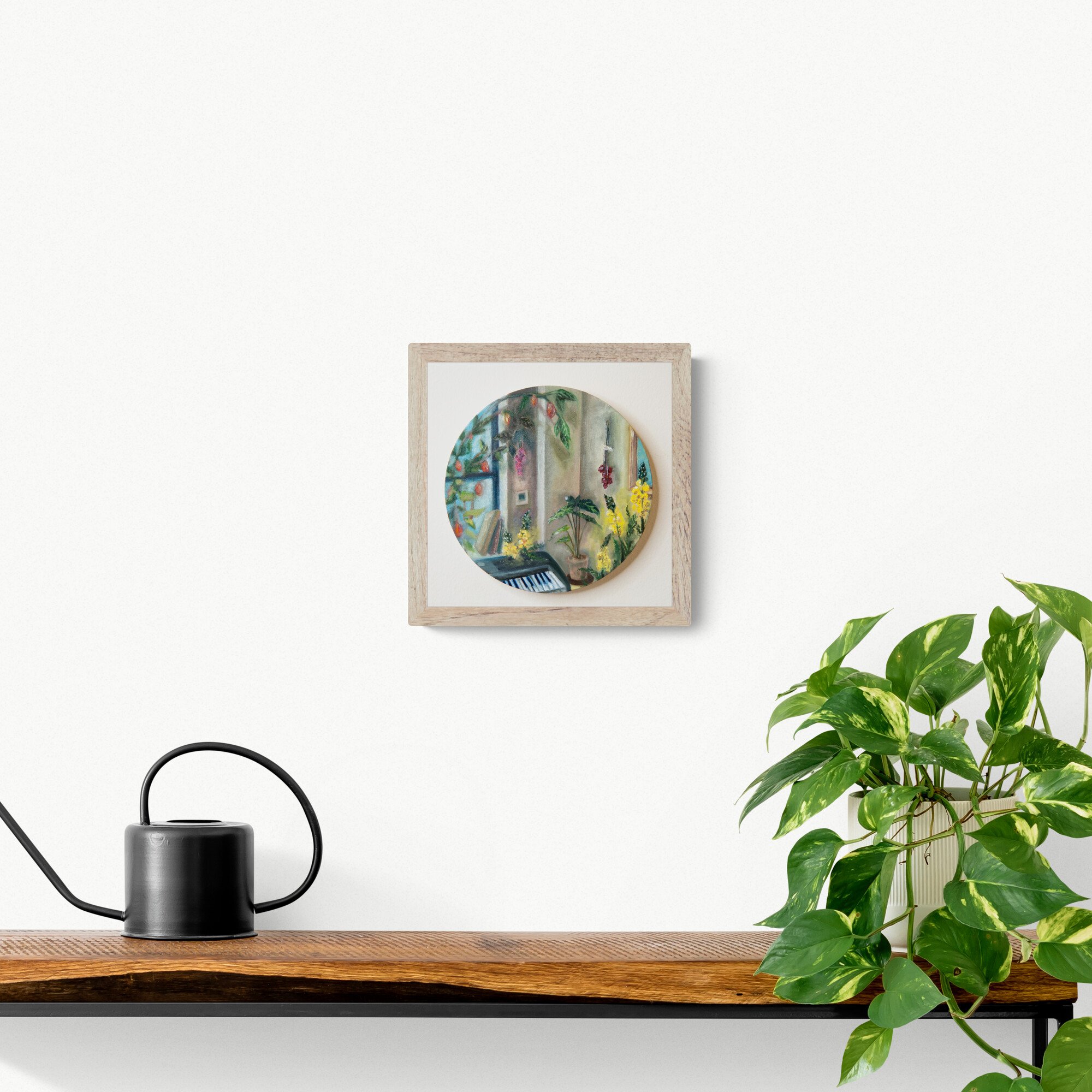Wooden_console_table_with_plant_and_watering_can.jpg