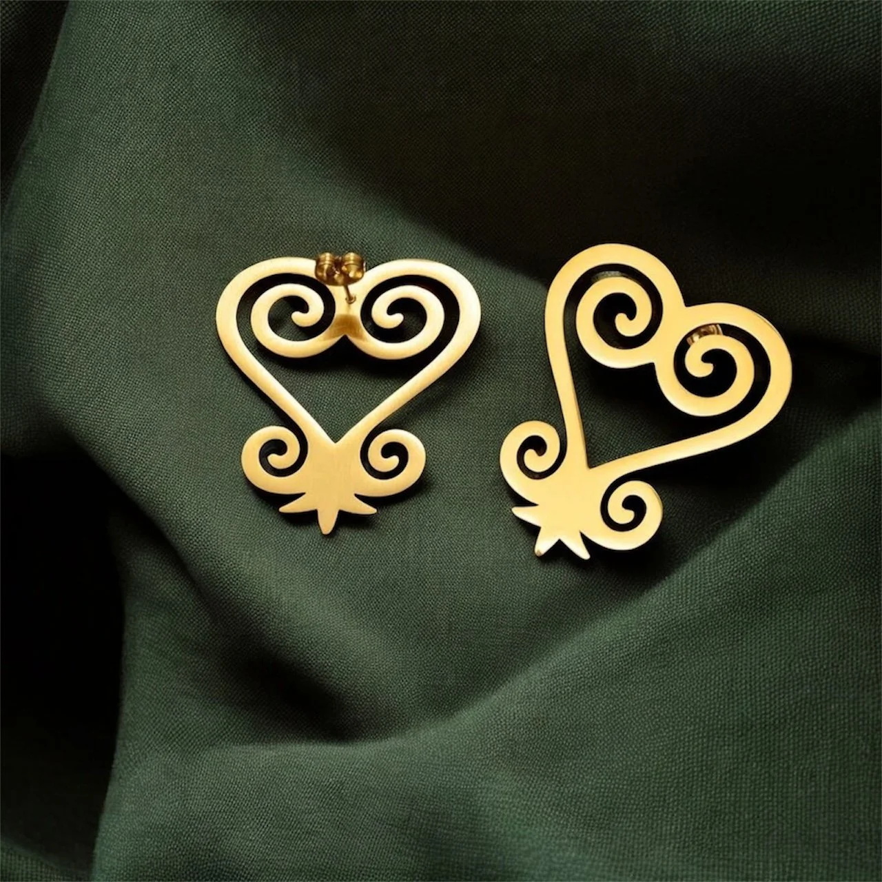 Gold sankofa Adinkra Earrings 1.1 - Style Me African.jpeg