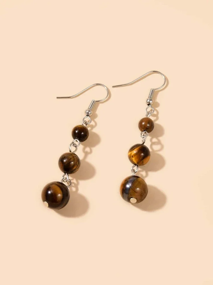 Wood effect brown bead earrings 1.4 Style Me African