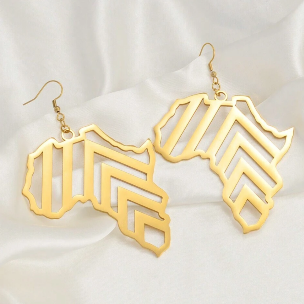 Oversize Gold Africa Map Earrings 1.2 - Style Me African.png