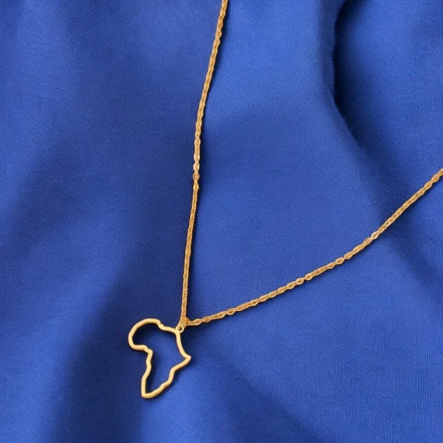 18k Gold Plated Africa Map Stencil Necklace
