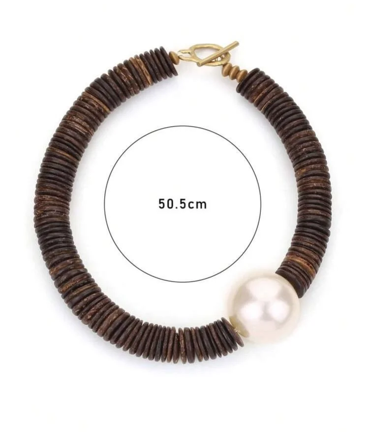 Wooden pearl choker Necklace 1.3 - Style Me African