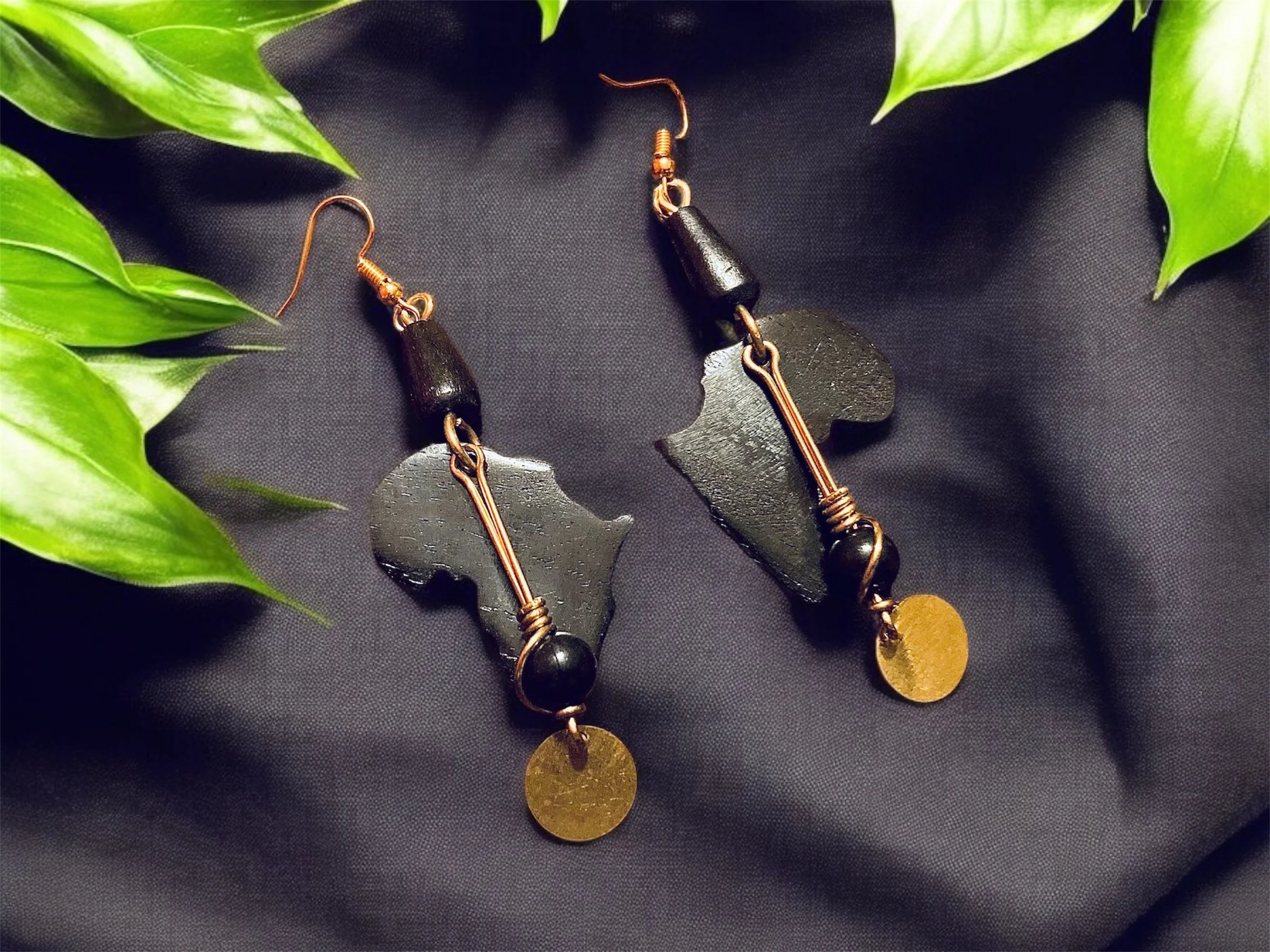Africa shaped wooden ethnic earrings 1.5 - Style Me African