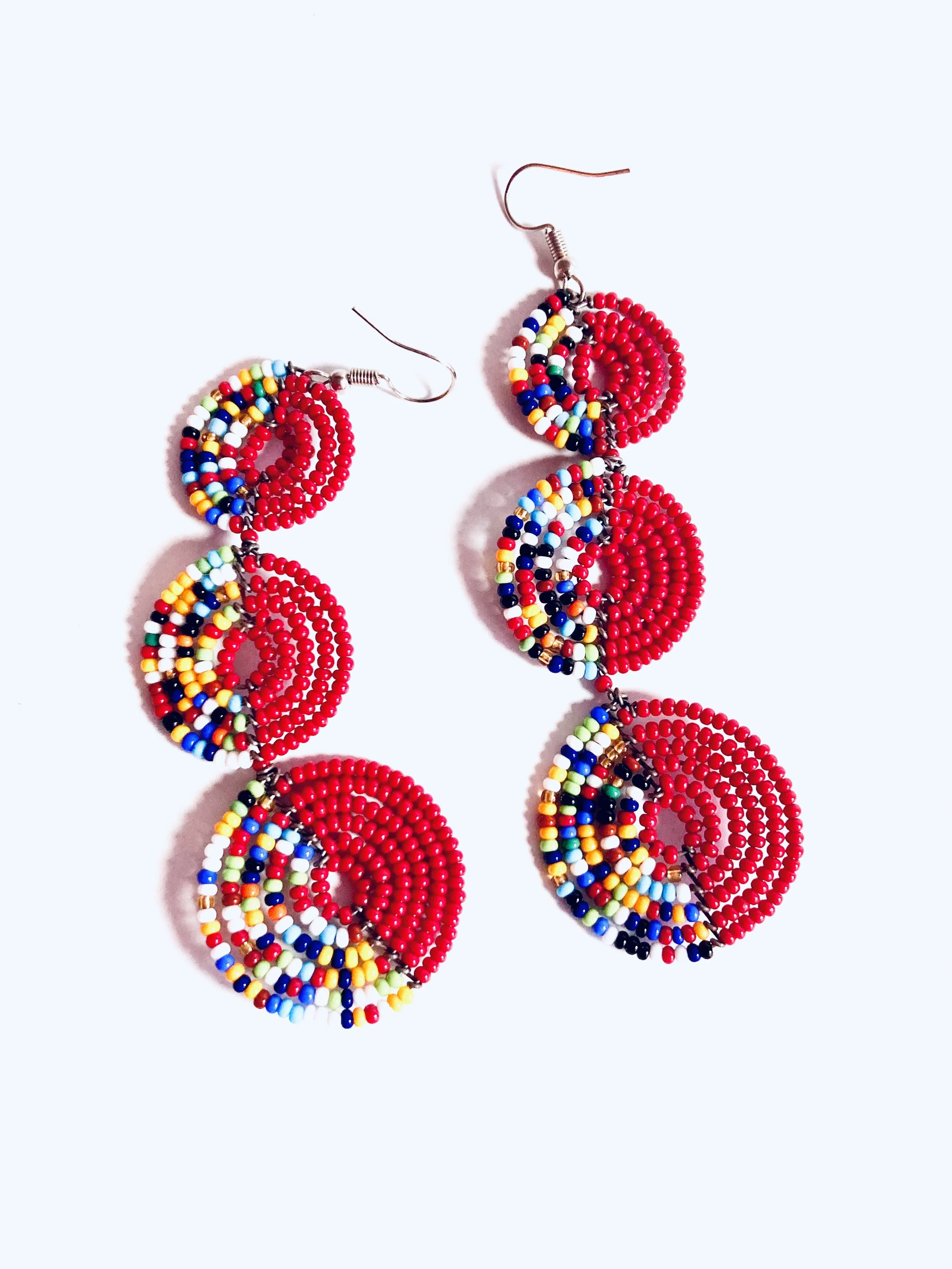 3 disc beaded African earrings 1.1 - Style Me African