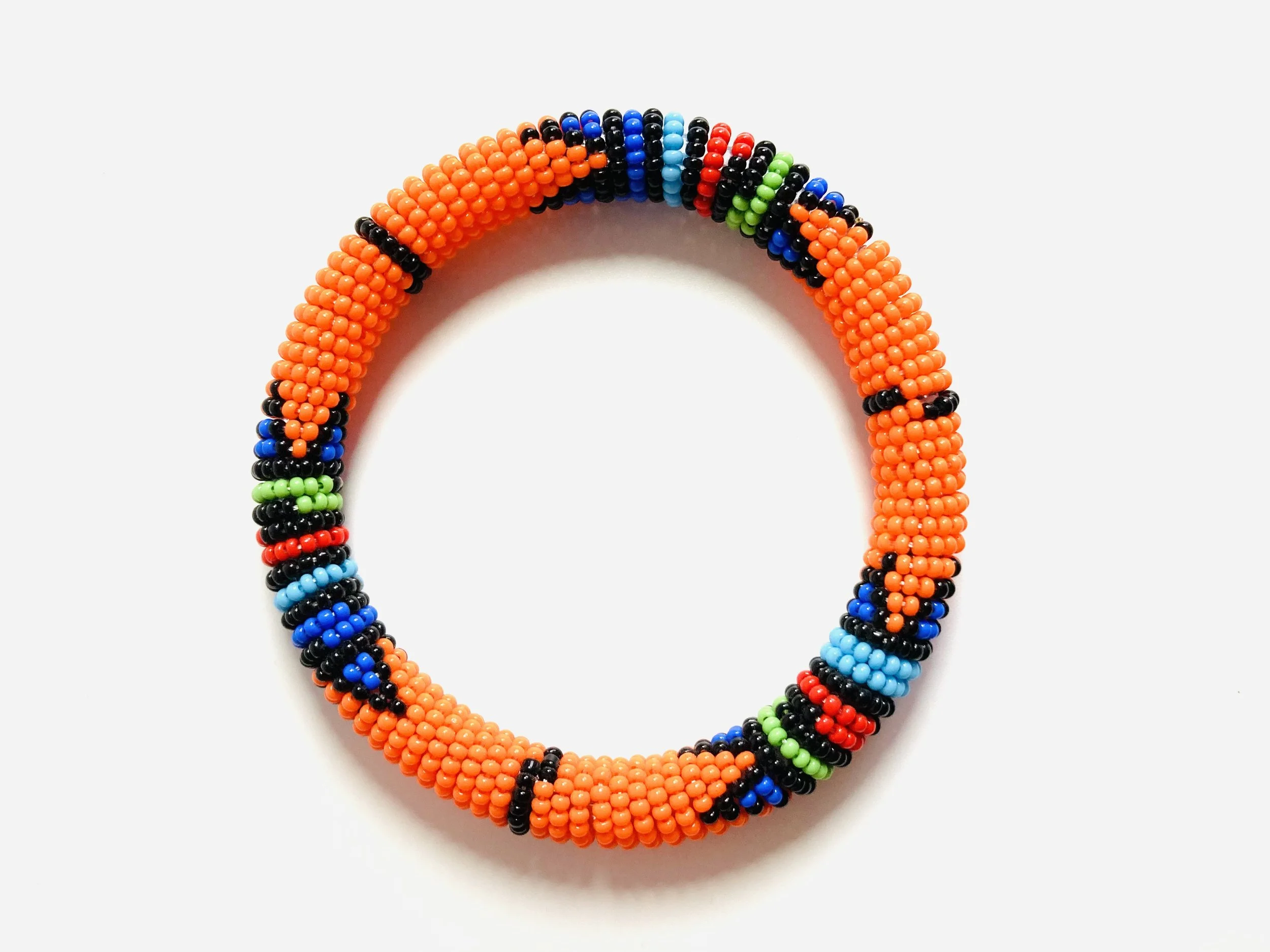 Orange Maasai beaded bangle 1.3 - Style Me African