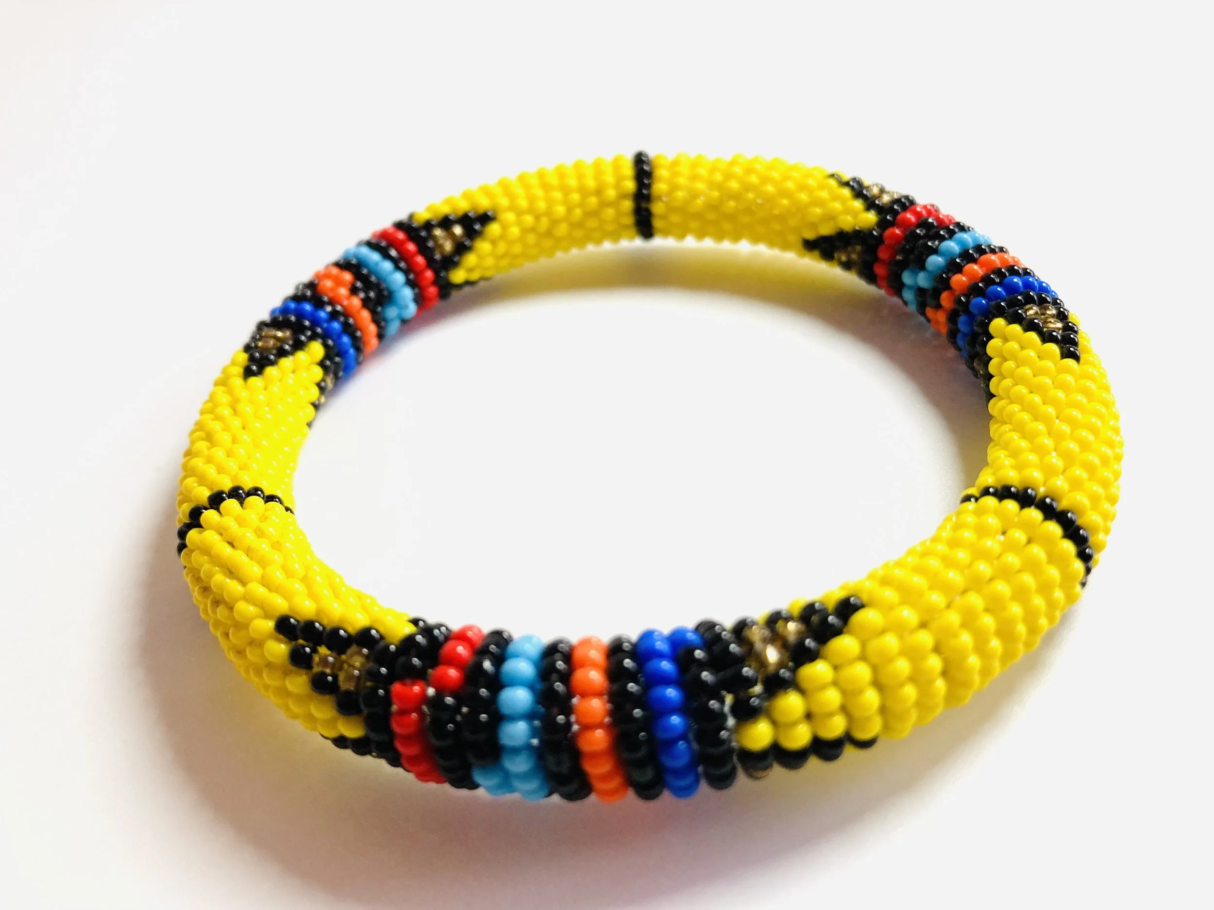 Yellow maasai beaded bangle 1.1 - Style Me African