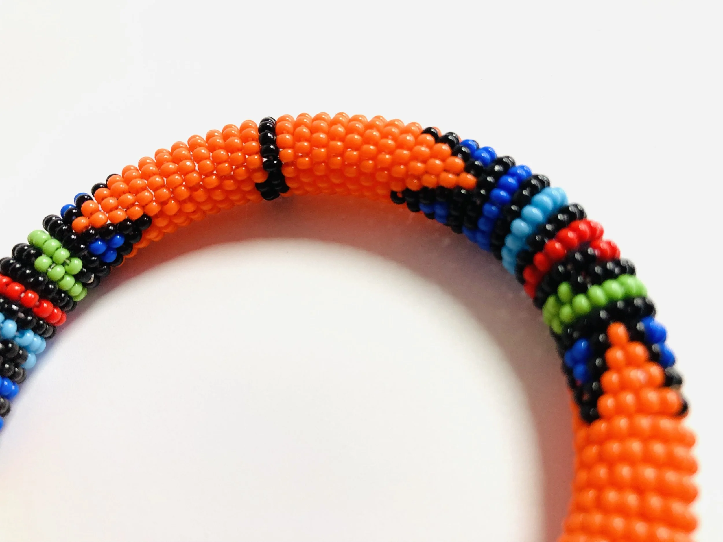 Orange Maasai beaded bangle 1.2 - Style Me African