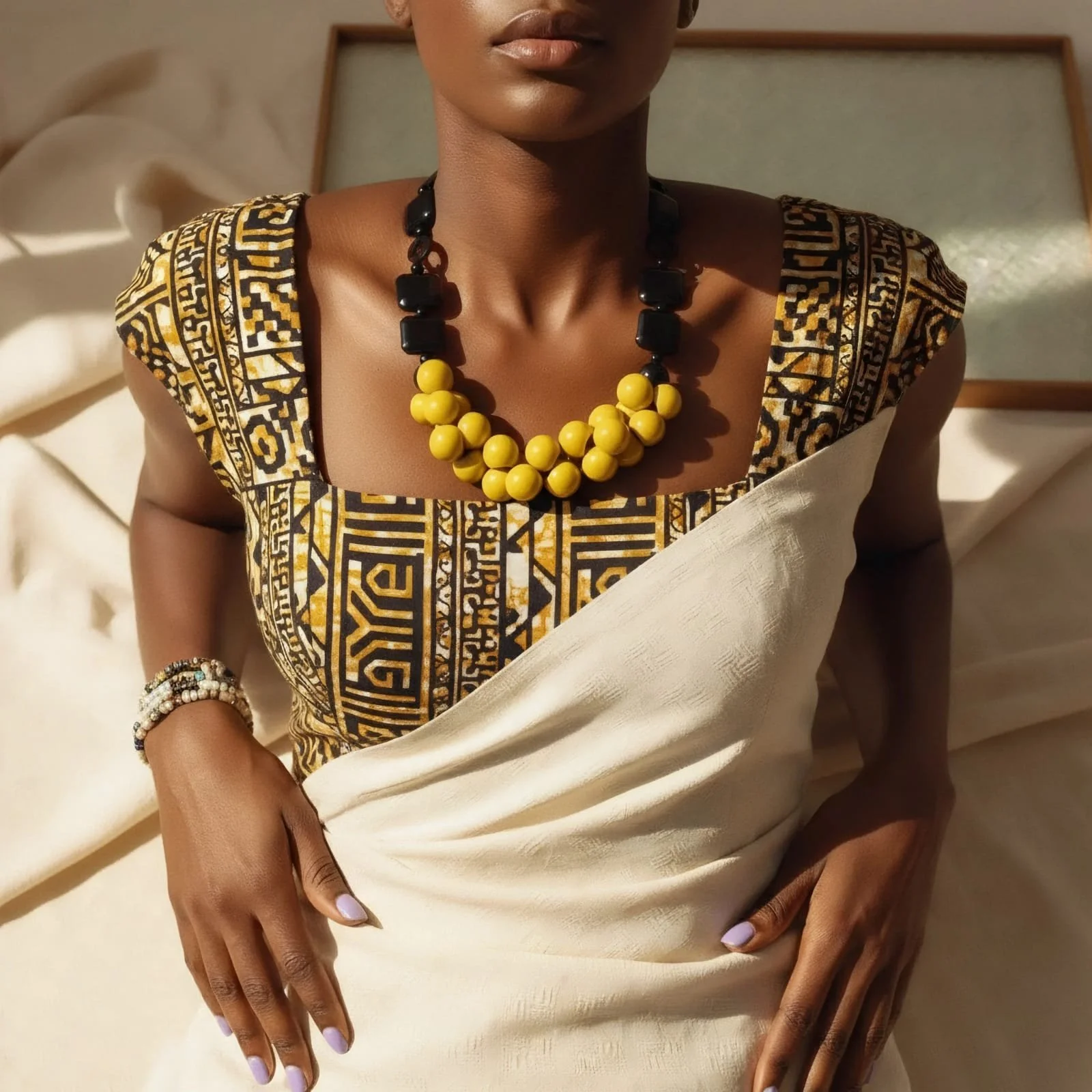 Women’s Yellow bead necklace 1.3 - Style Me African