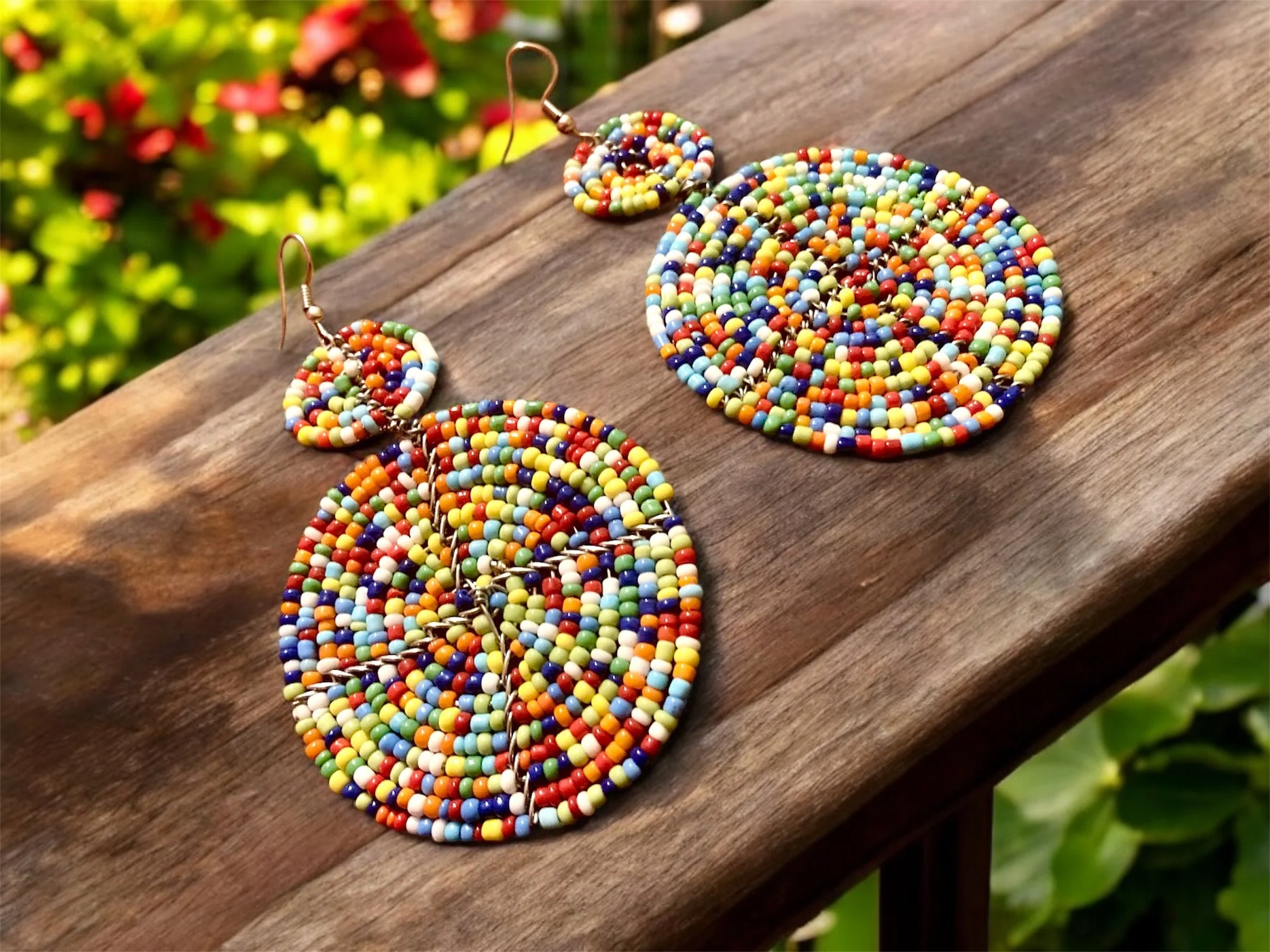 Multicoloured bead disc earrings 1.3 - Style Me African