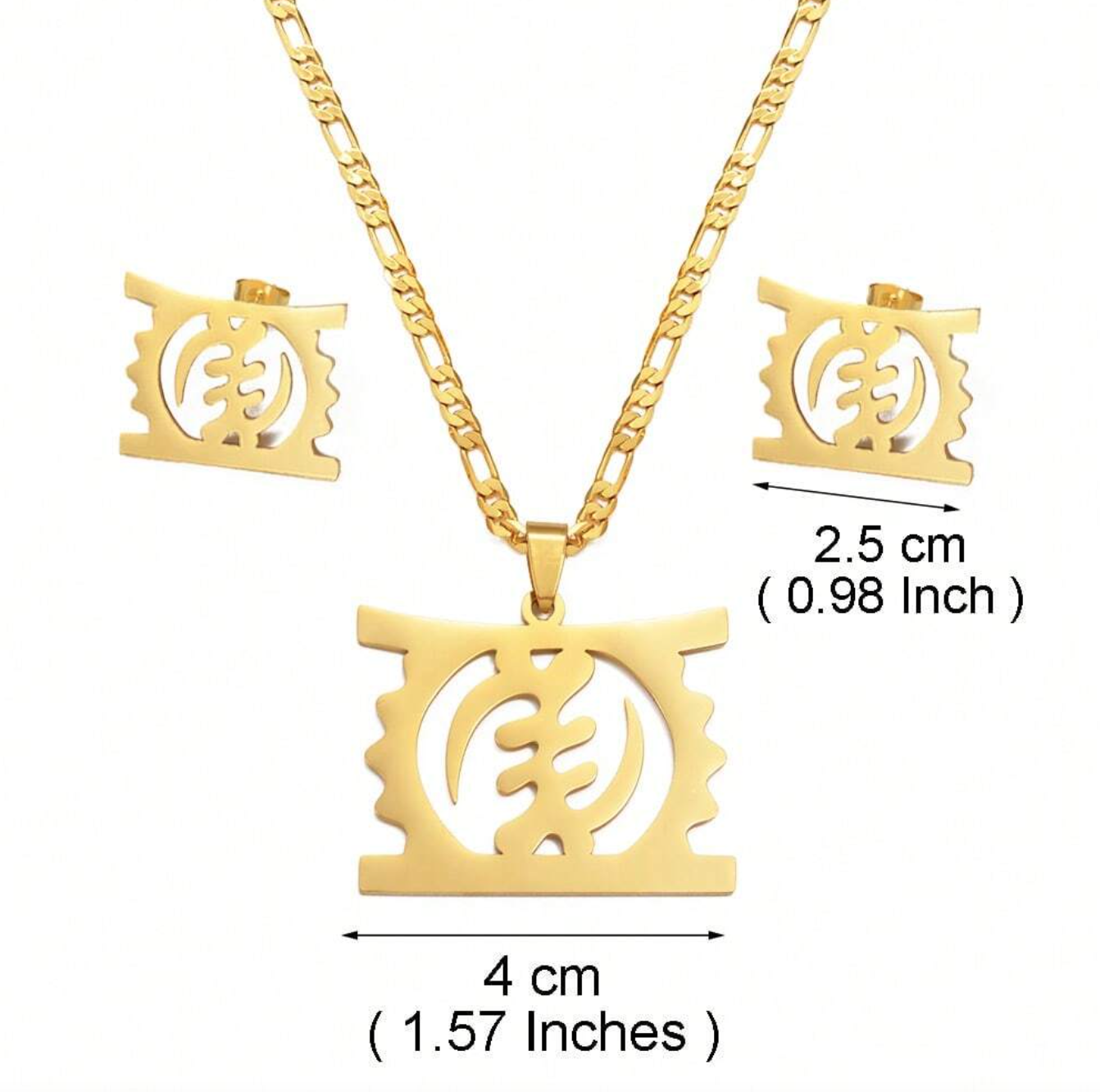 Gold Adinkra Necklace and earring set 1.3 - Style Me African.png
