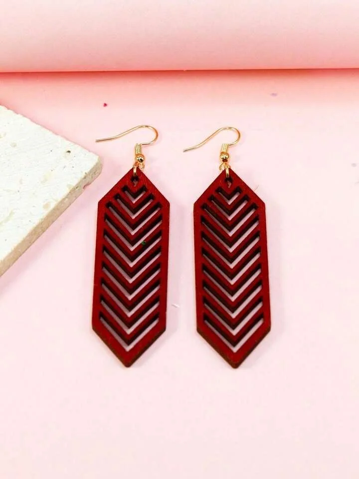 Red wooden stencil earrings 1.3 - Style Me African