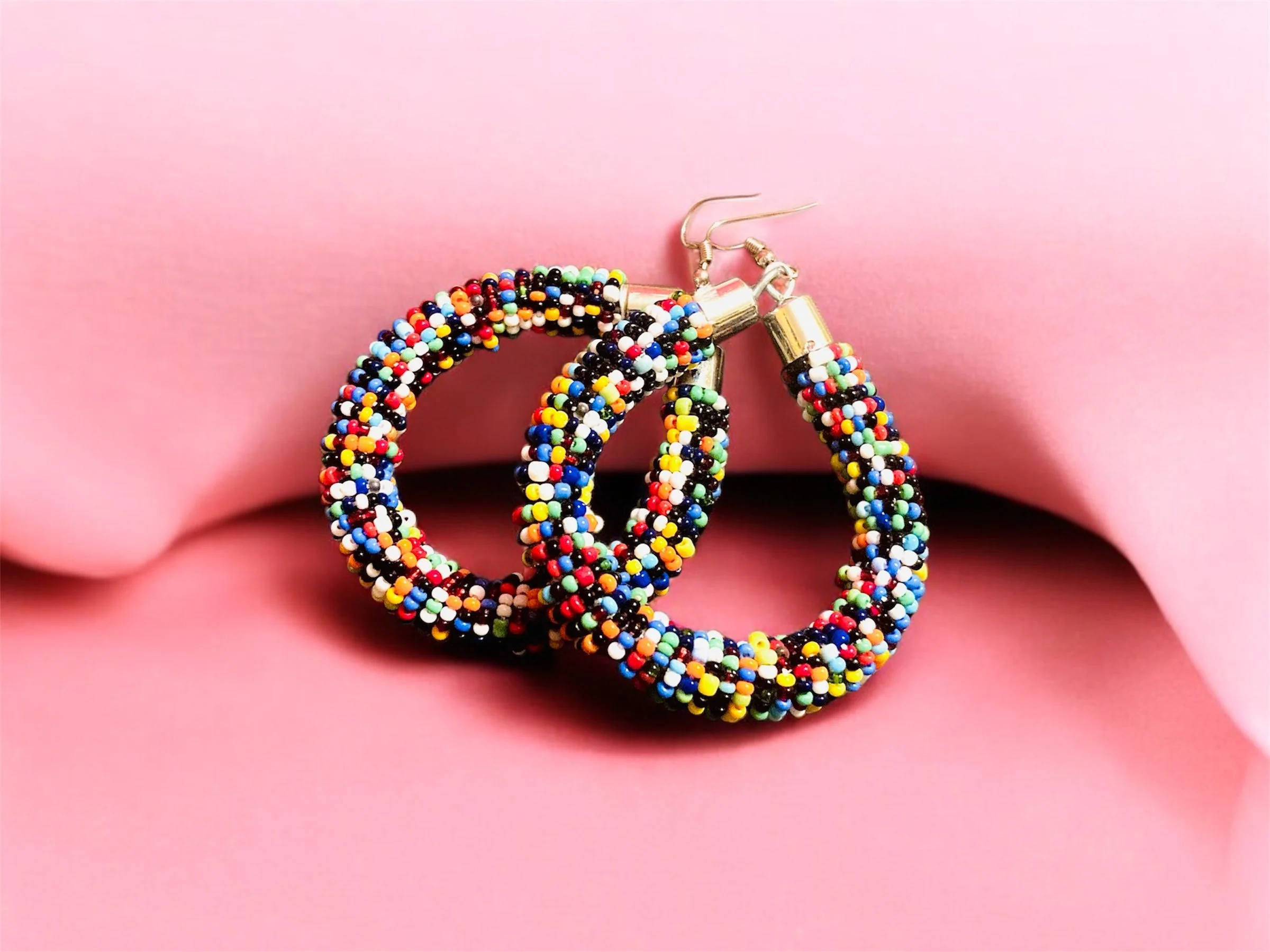 Multicoloured pear drop beaded earrings 1.1 - Style Me African
