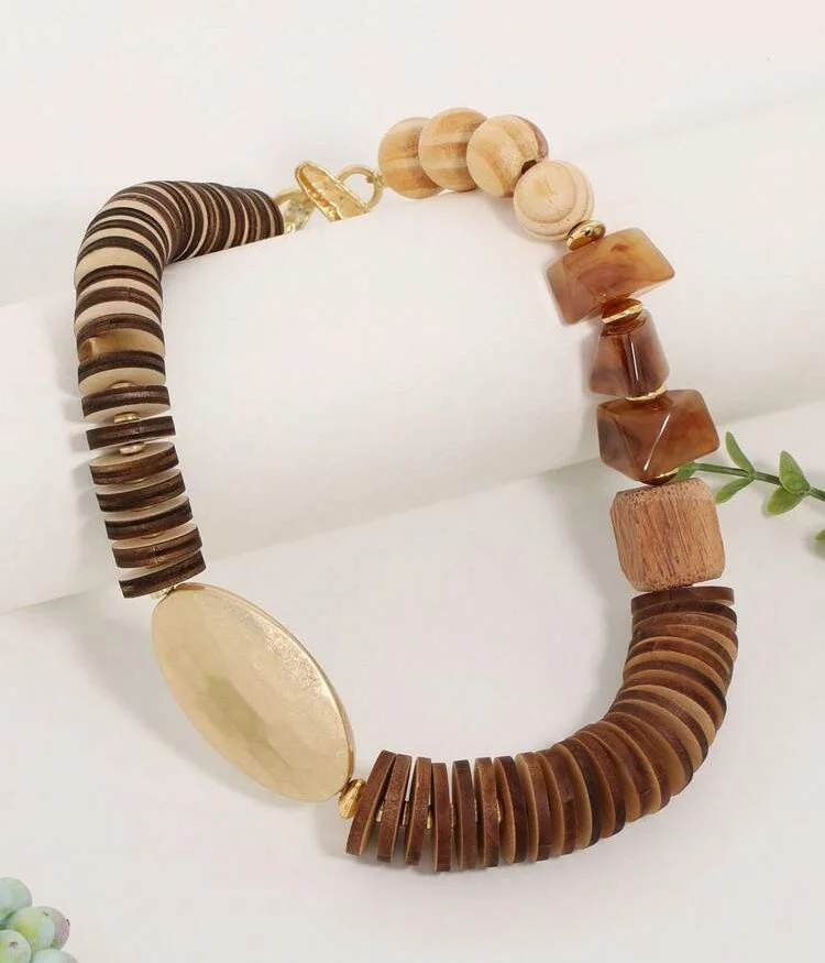 Mixed media dark wooden necklace 1.2 Style Me African