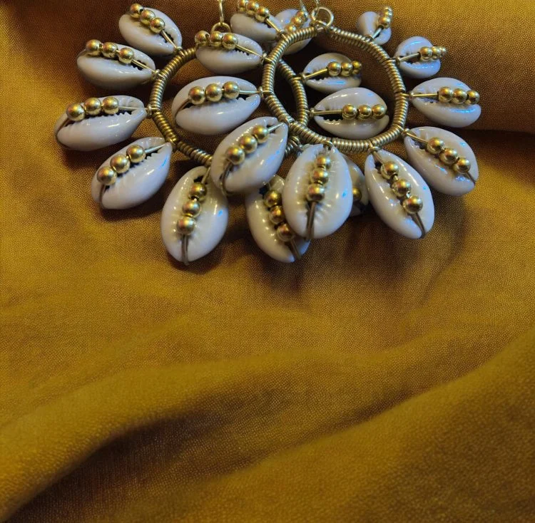 Sunflower cowrie earrings