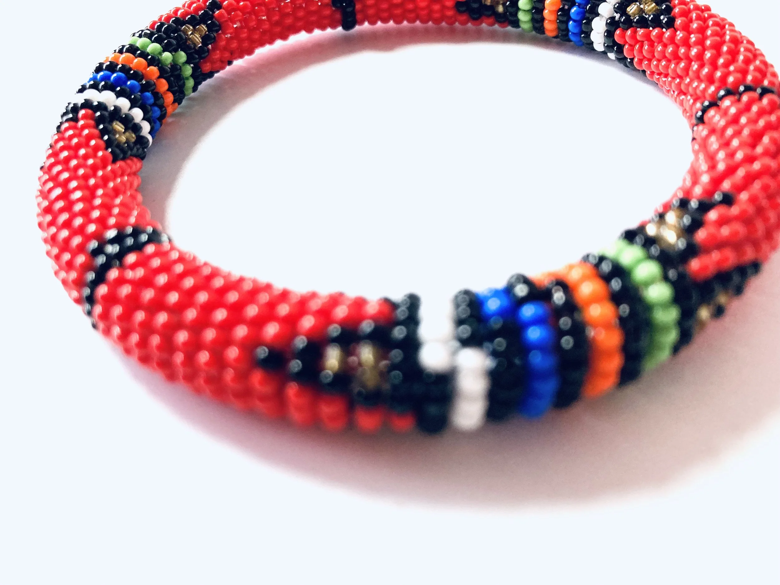 Red maasai beaded bangle 1.7 Style Me African