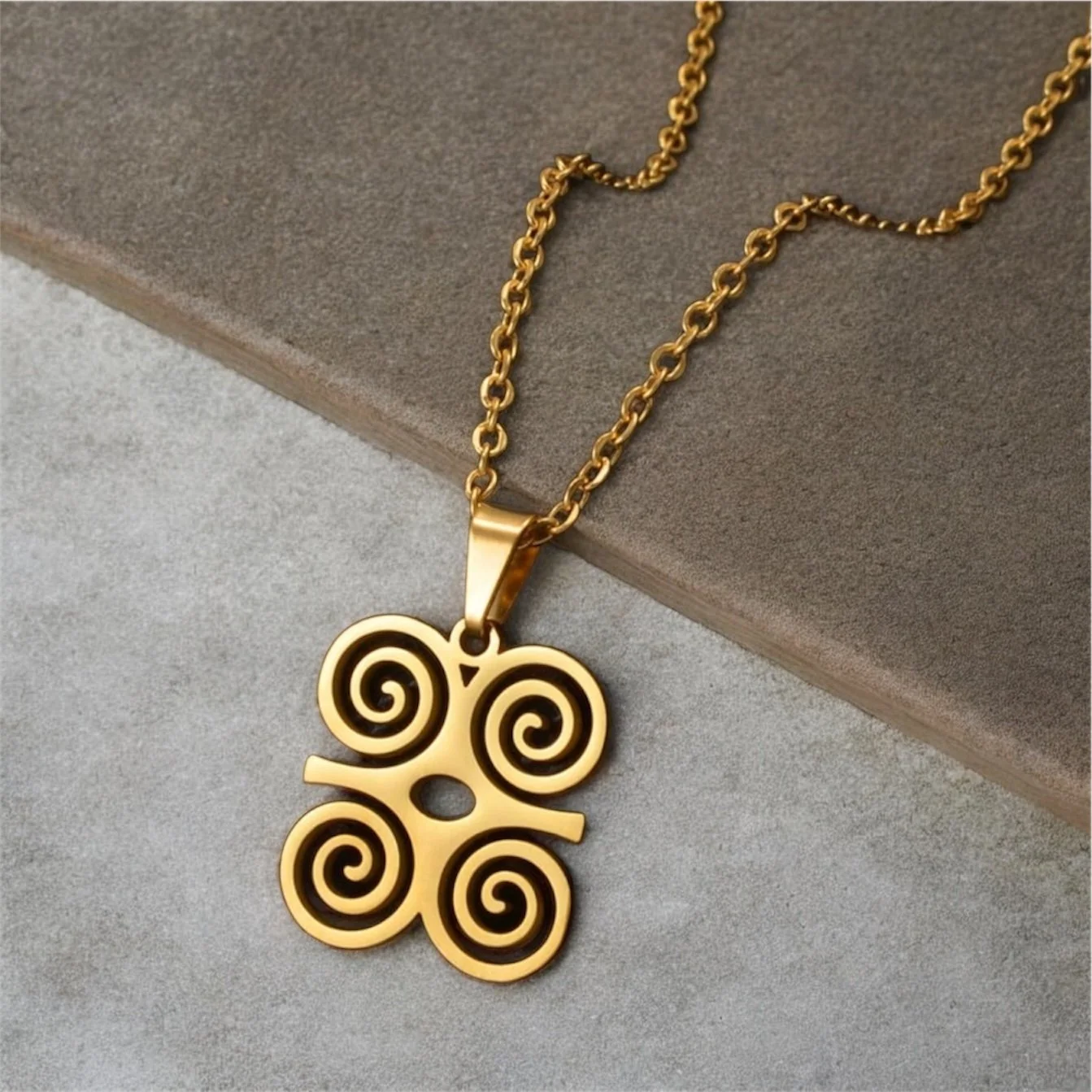 Women’s Gold Dwennimmen Adinkra necklace 1.4 - Style Me African.jpeg