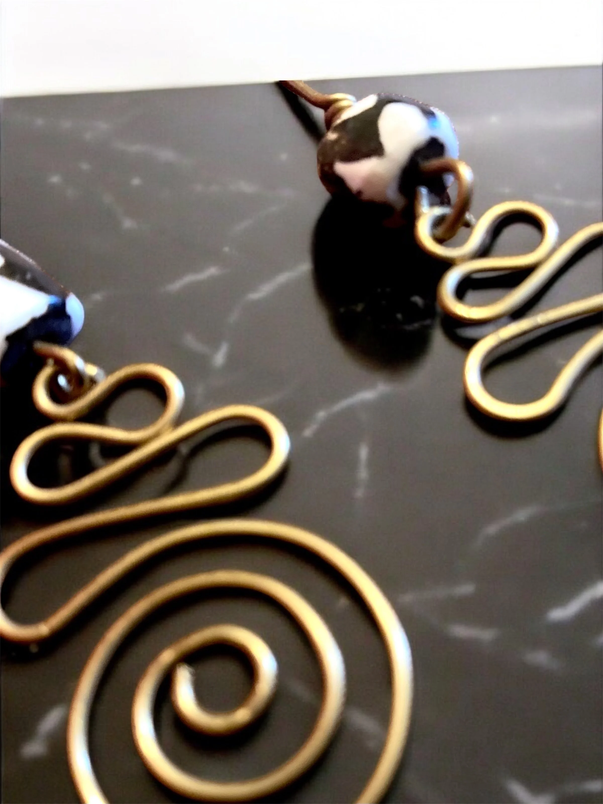 Black and white bead brass African earrings 1.2 - Style Me African