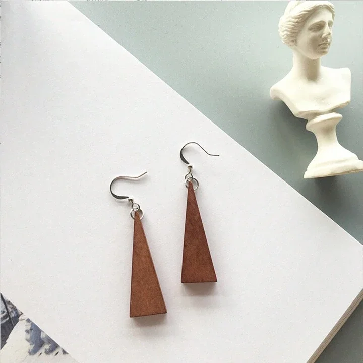 Brown wooden triangle earrings 1.2 - Style Me African