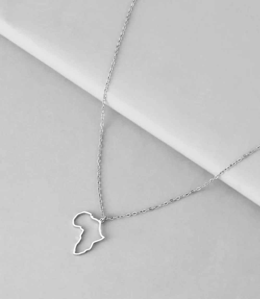 Silver Africa Map Stencil Necklace 1.6 - Style Me African.jpg