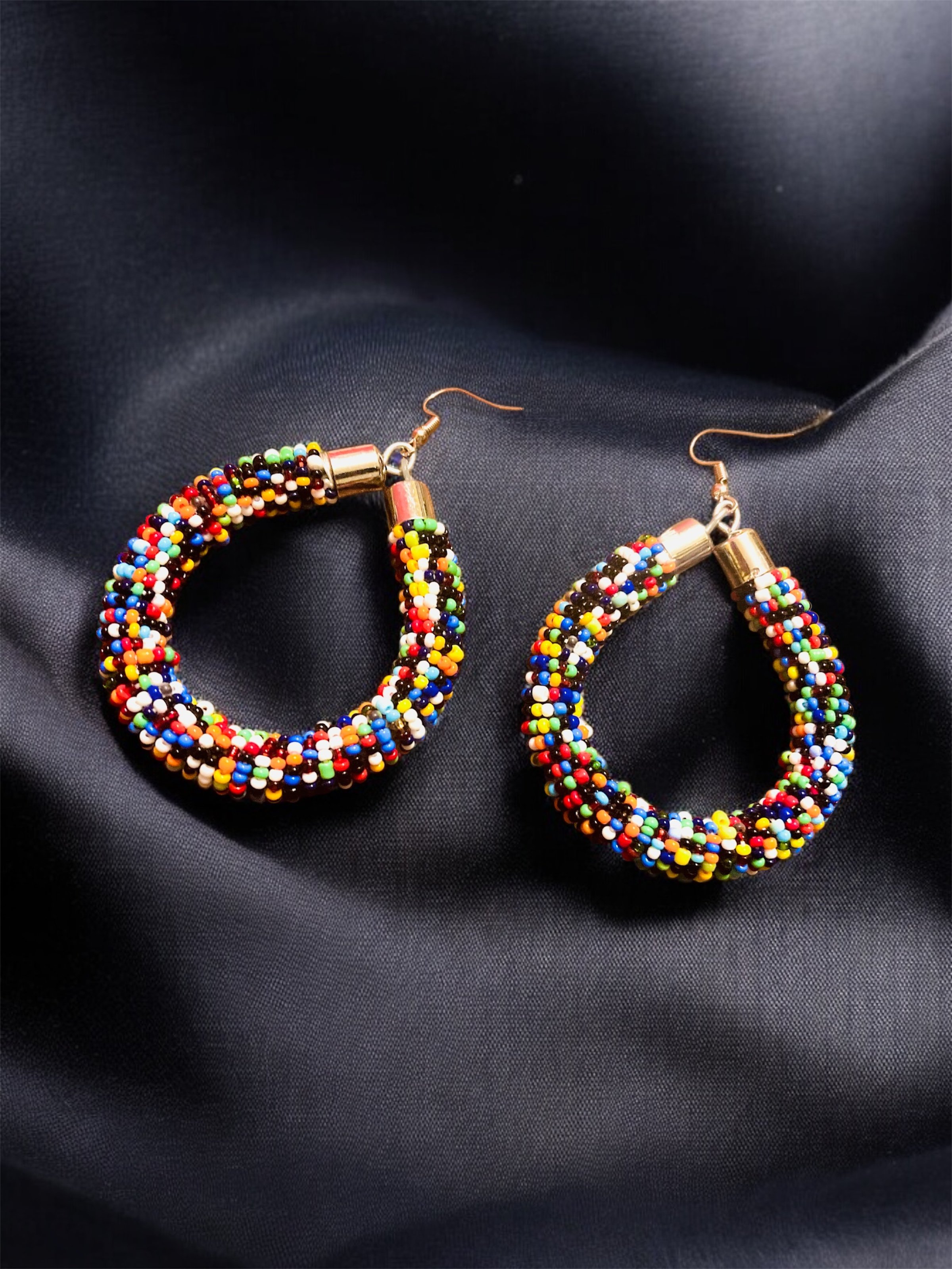 Multicoloured pear drop beaded earrings 1.3 - Style Me African