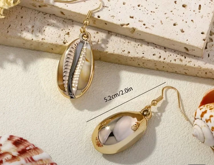 Gold Marble effect cowrie earrings 1.6 - Style Me African