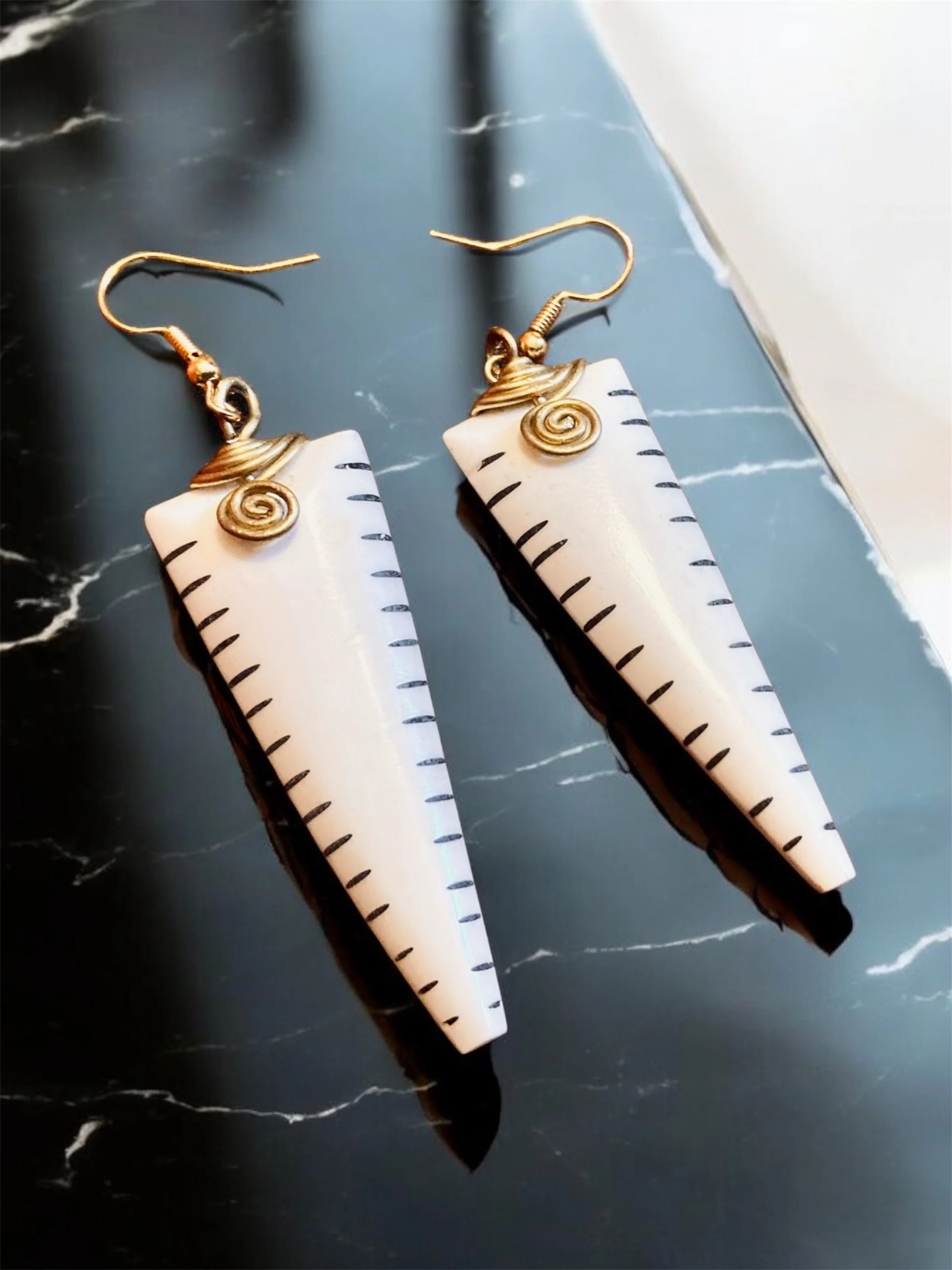 White Tribal African ethnic earrings 1.4 - Style Me African