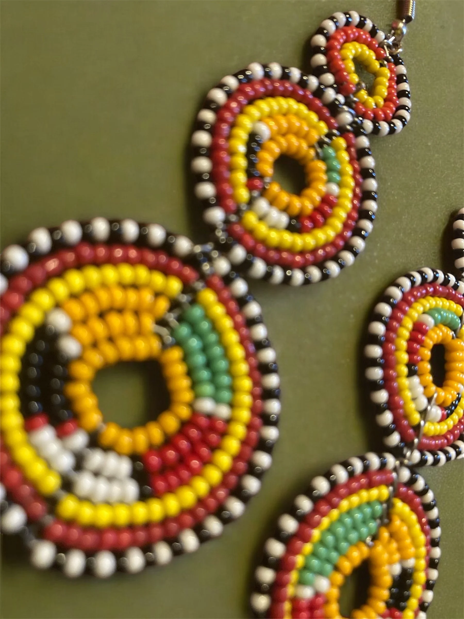 3 disc multicoloured beaded earrings 1.3 - Style Me A African