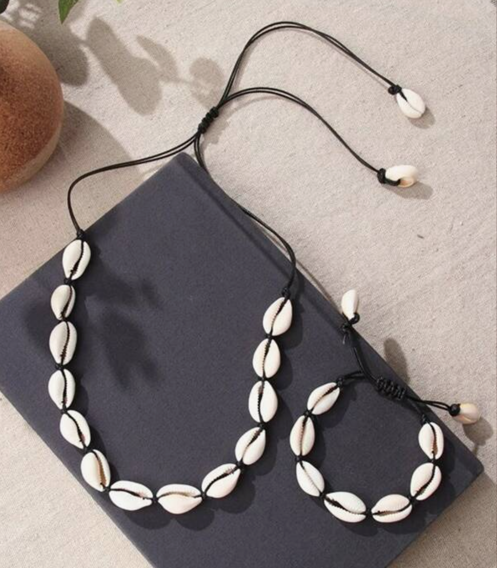 Cowrie Necklace and bracelet set 1.1 - Style Me African