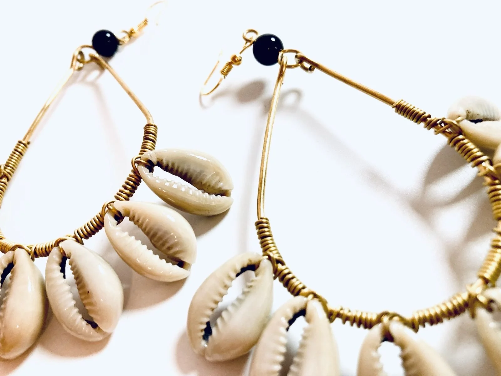 Pear drop cowrie earrings 1.3 - Style Me African