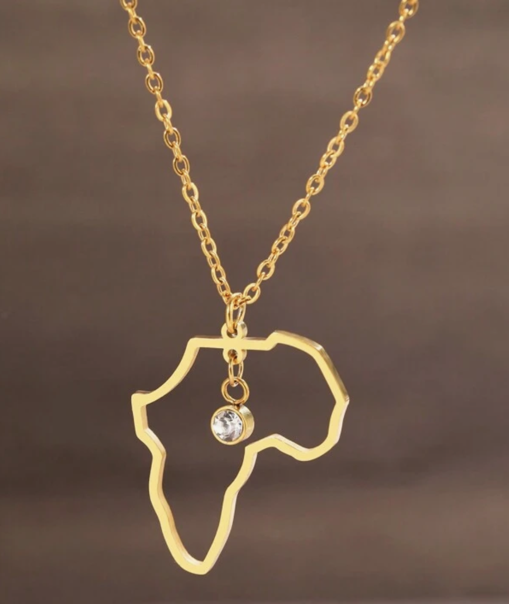 Women’s Gold Africa map diamanté necklace 1.1 -Style Me African.png