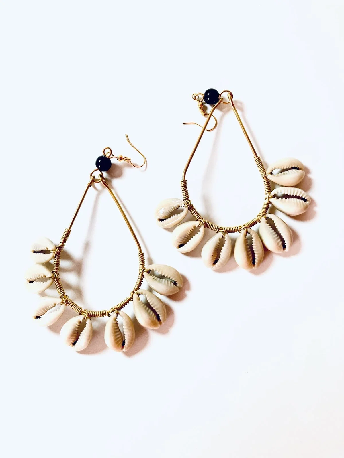 Pear drop cowrie earrings 1.2 - Style Me African