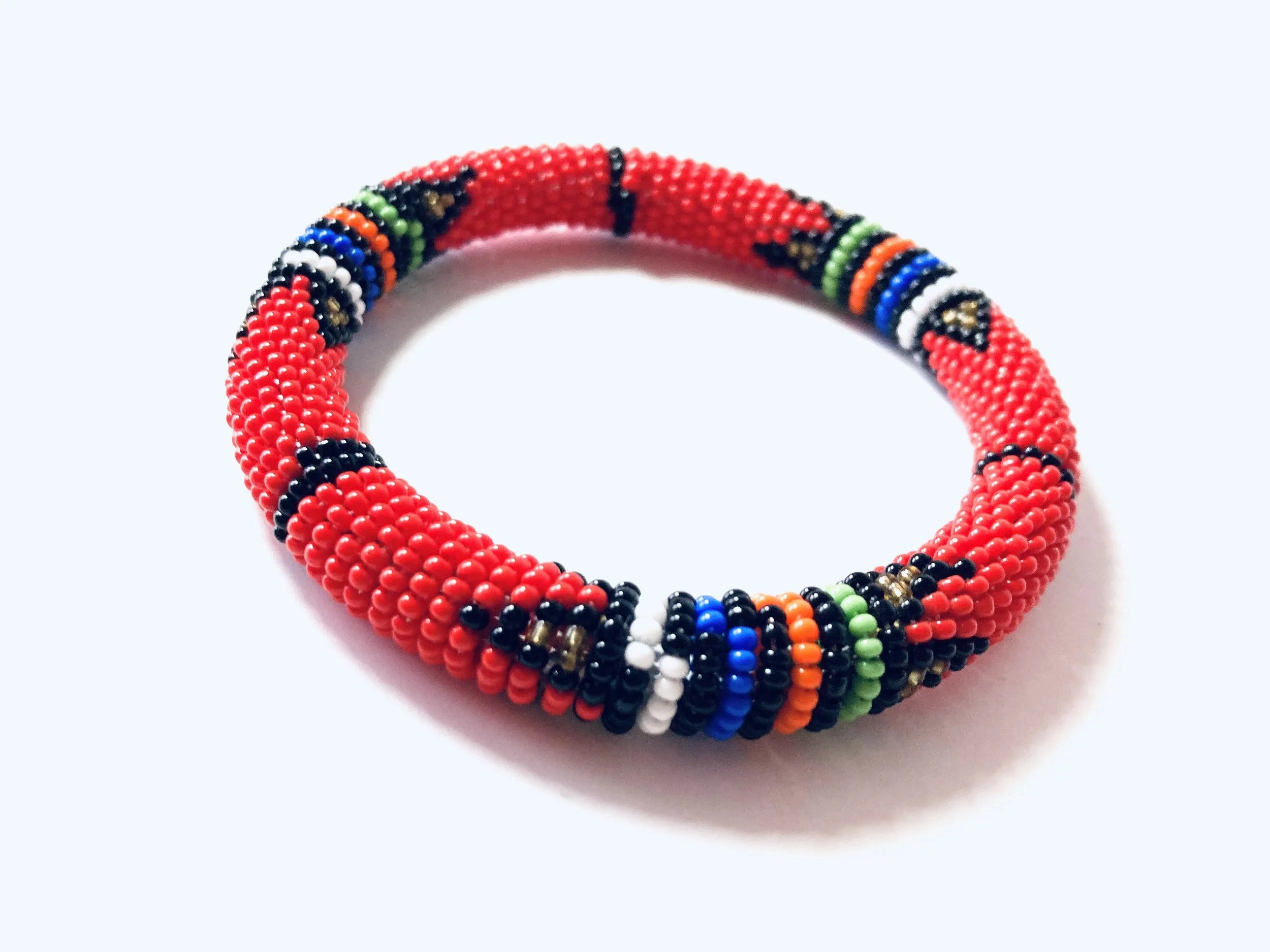 Red maasai beaded bangle 1.3 Style Me African