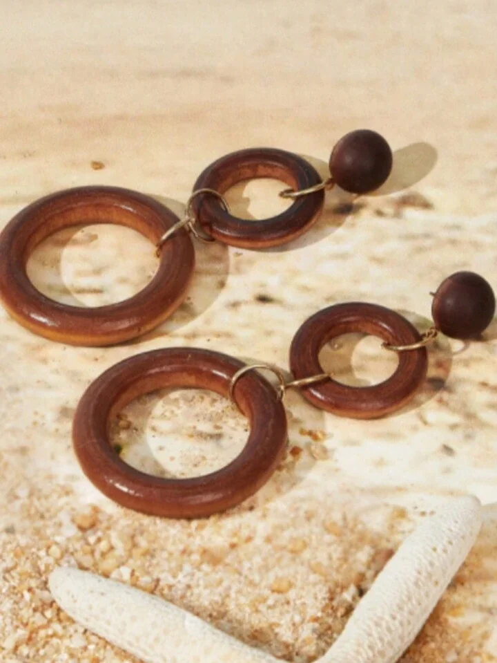 3 layer wooden ring earrings 1.2 - Style Me African