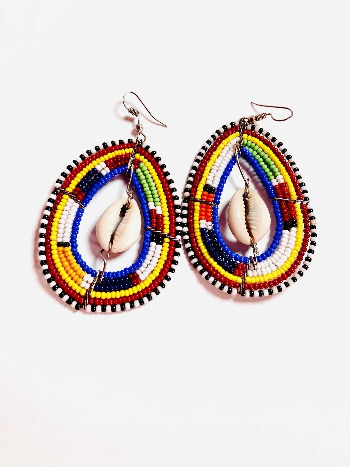 Beaded pear drop cowrie earrings 1.3 - Style Me African