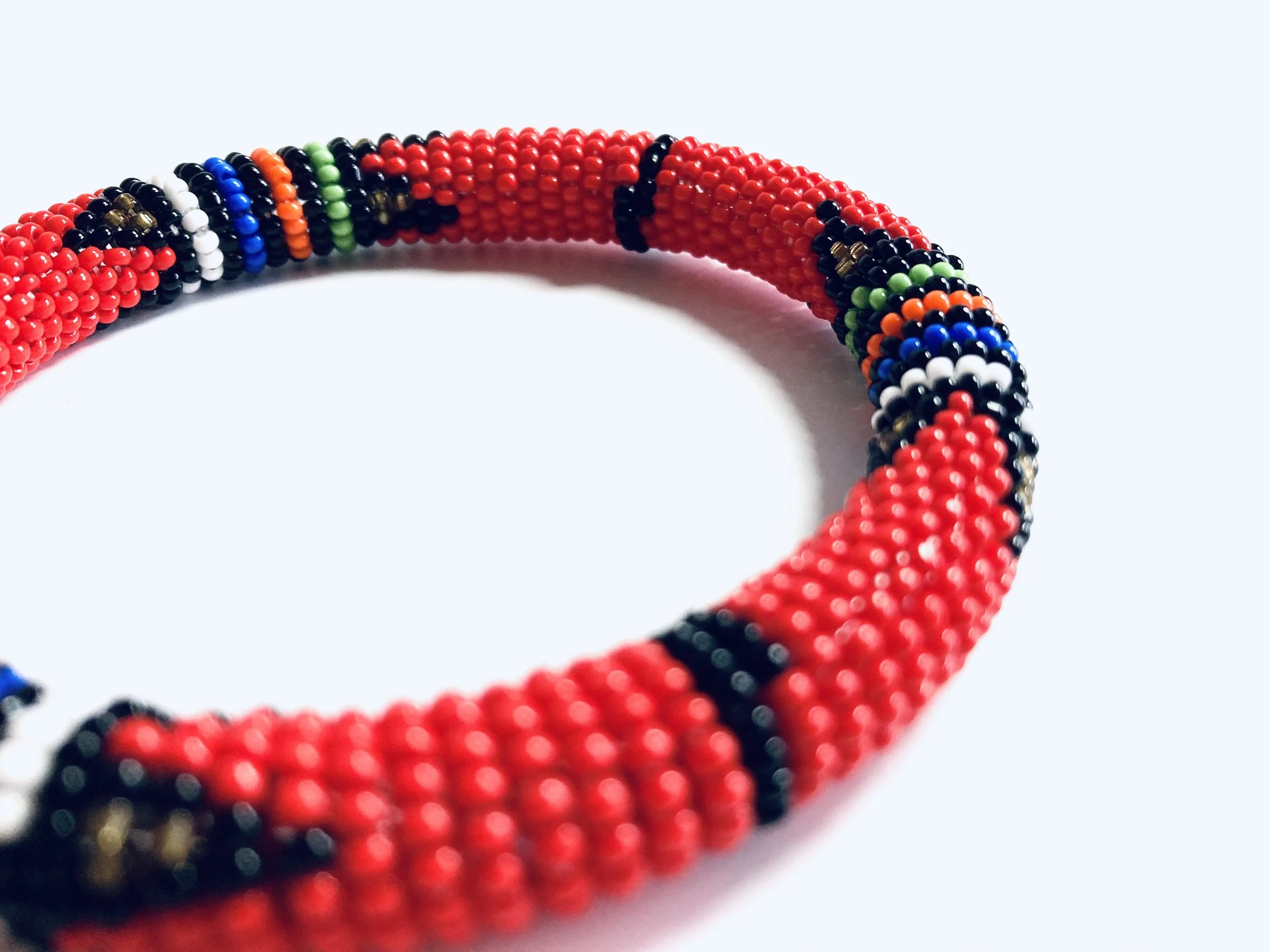 Red maasai beaded bangle 1.5 Style Me African
