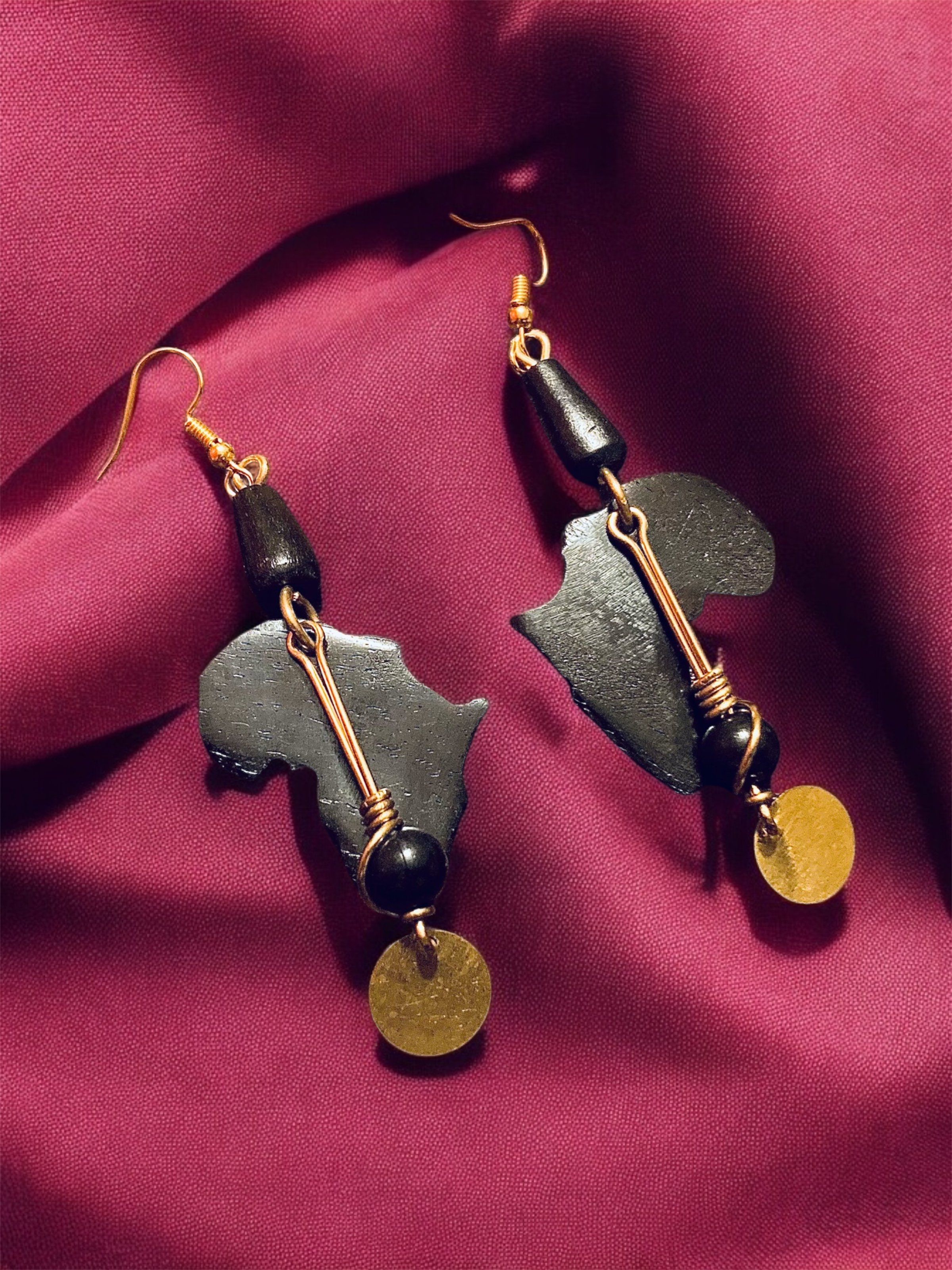 Africa shaped wooden ethnic earrings 1.3 - Style Me African