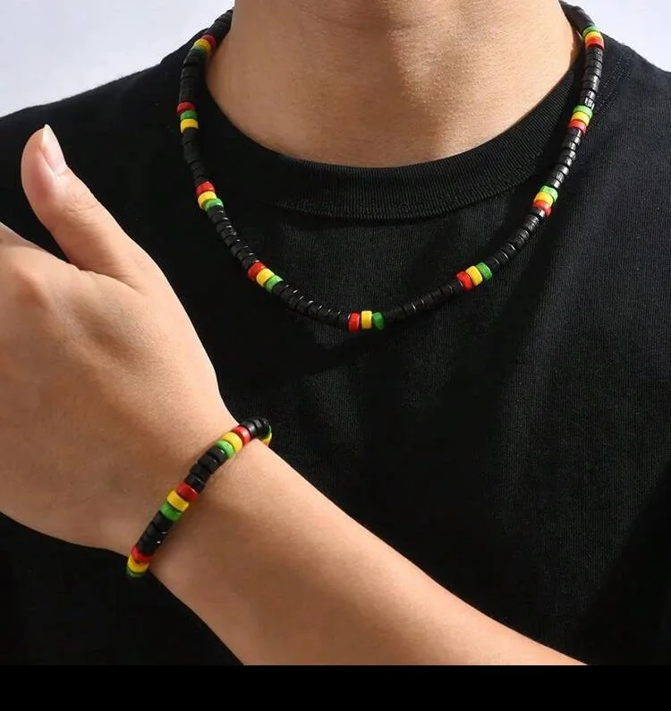 Men’s black necklace and bracelet set 1.3 - style me african