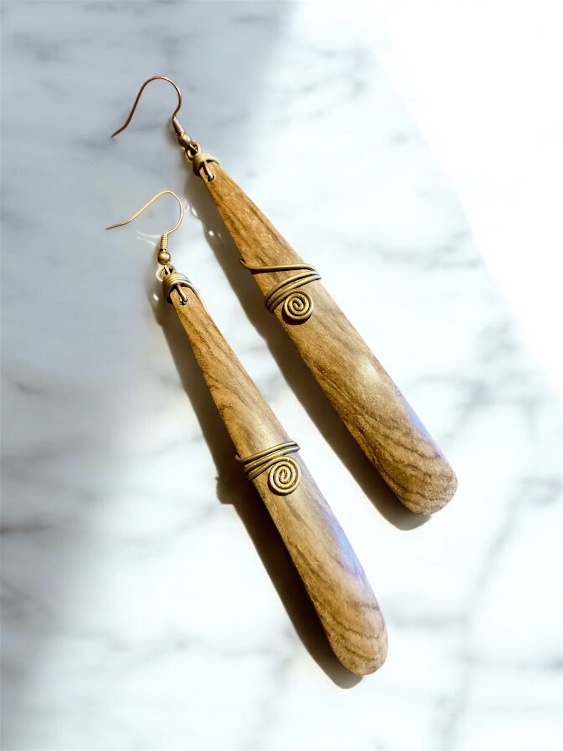 Wood and brass African ethnic earrings 1.5 - Style Me African