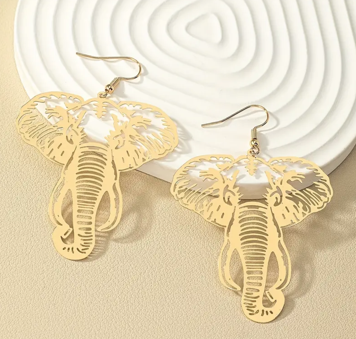 Gold Safari Elephant Earrings 1.1 - Style Me African