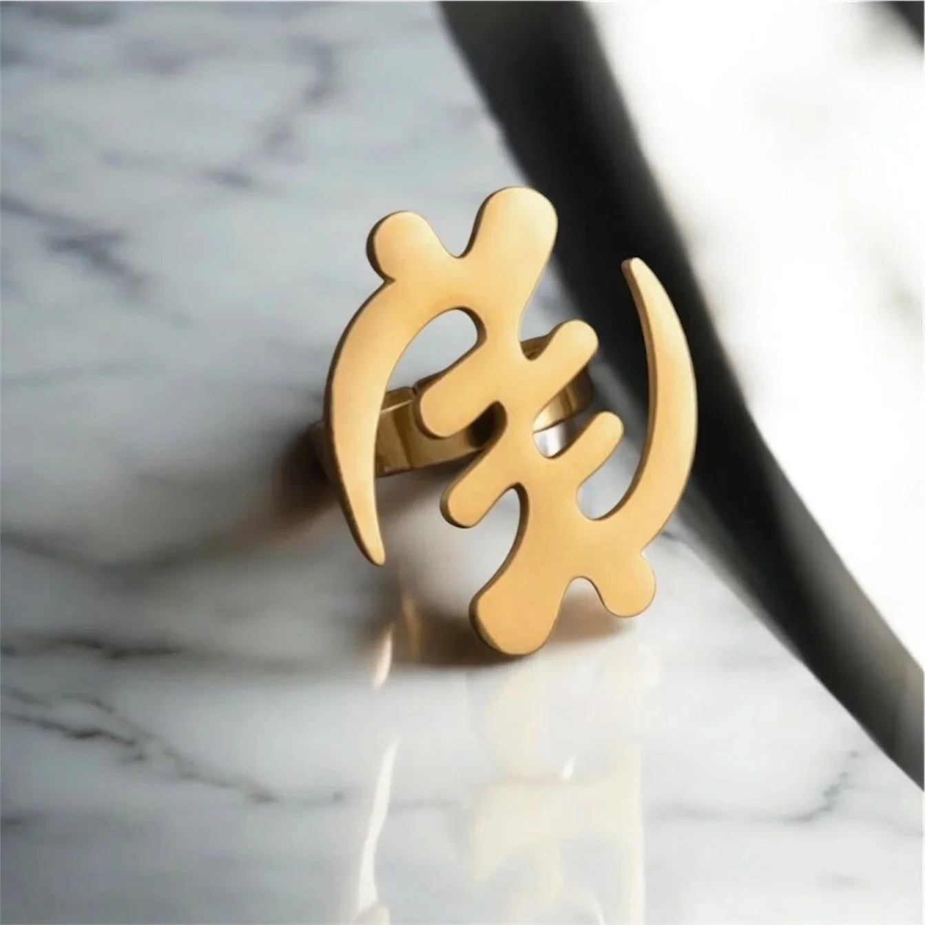Unisex Gold Gye Nyame Adinkra Ring 1.1 - Style Me African.jpg